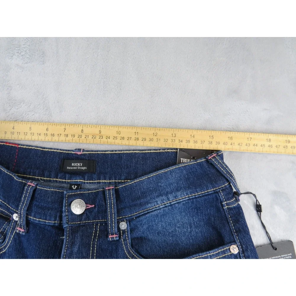 True Religion Ricky Relaxed Straight Men's Jeans W30 L34 Dark Wash NWT‎ Denim